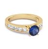 Blue Sapphire Round Solitaire Statement Ring - 925 Sterling Silver Gold Vermeil