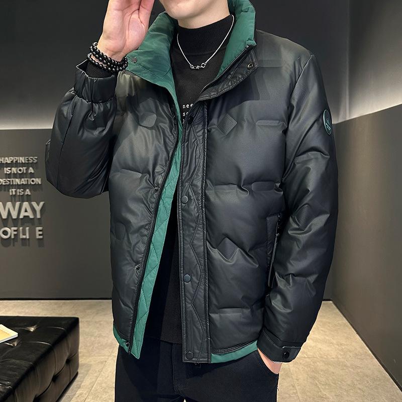 Down Jacket Men's Winter and Winter Thickened Short White Duck Down Men's Winter Stand-up Jacket