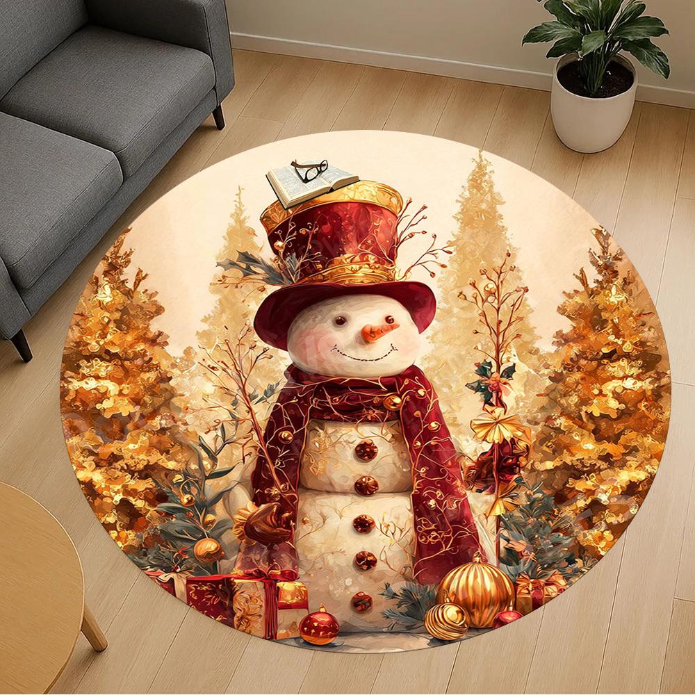 1PC snowman winter Office Round Area Rug, Under Office Chairs Bedroom Living Room Home Decor, Carpet for Office -1110150