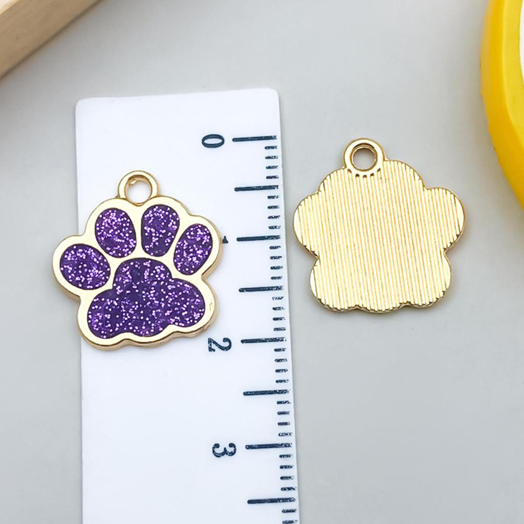 DIY Glitter Dog Paw Pendant: Alloy Drip Oil Jewelry for Pet Tags & Bracelets