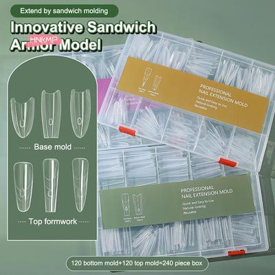 240Pcs Dual Nail Forms,Almond Extension Nail Gel Nail Forms Full Cover Reusable Nail Molds For Solid Nail Gel Glue Nail Art