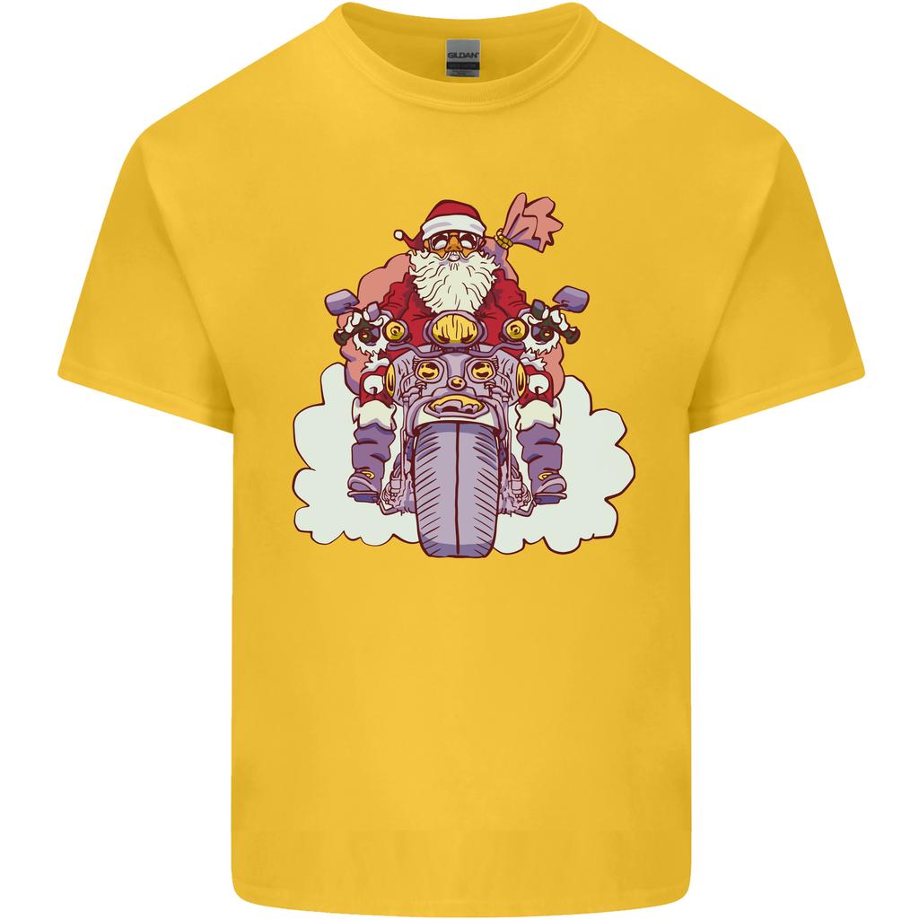 Biker Santa Christmas Motorcycle Motorbike Unisexs Light Cotton TShirt