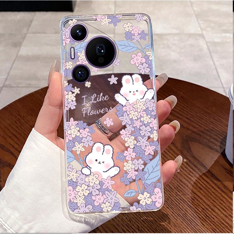 Back Cover For Huawei Pura70 Pura 70 Pro Plus Case Luxury Cute Love Rabbit Funny Pattern Clear Soft Slim TPU Silicone Phone Case