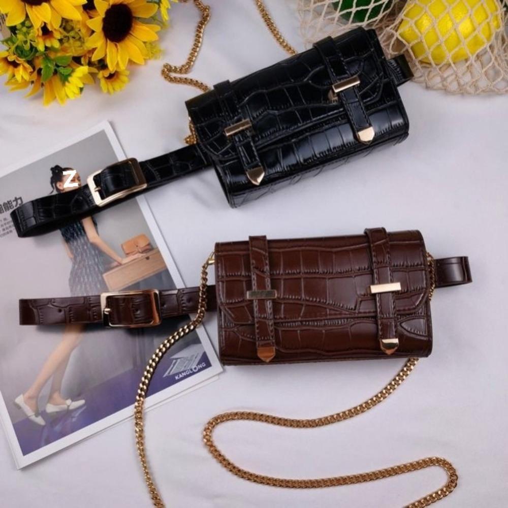 Punk style belt fanny pack women's detachable crossbody chain pouch decorative belt mobile phone bag