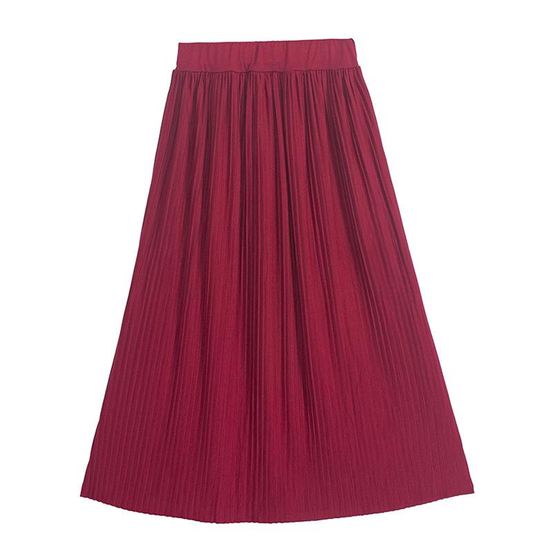 Summer Women's Casual Fashion Plus Size Loose Retro High-waisted Mid-length Skirt Female Pleated Skirt