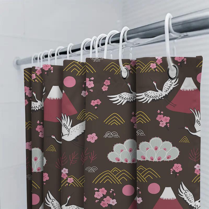 Adorable Mermaid Dog Shower Curtain Black Pug With Fish Tail Star Crown, Pink Background With Purple Accents Perfect For Bathroo