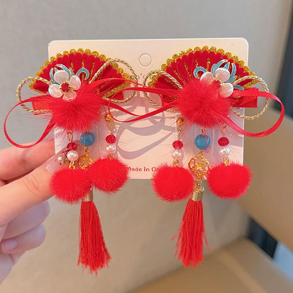 Hanfu Headwear Children's New Year Hairpin Cute Ancient Style Hair Clip  Winter