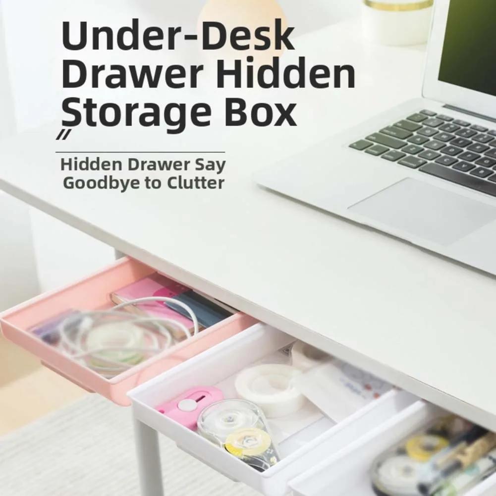 Compact Slide Out Drawer Organizer 15 5 x 3 x 22 cm Under Desk Storage for Office For home Pens Cables and Small Items