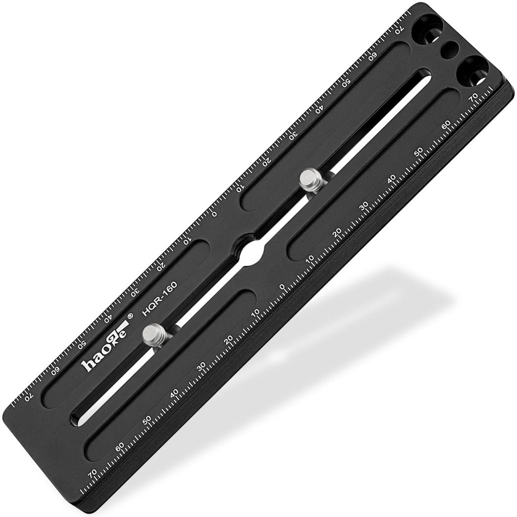 Haoge 160mm Long Extender Rail Slide Plate for Camera Tripod Ball Head Clamps RRS Benro Arca Swiss Sunwayfoto HQR-160 Multi-purpose Quick-Release