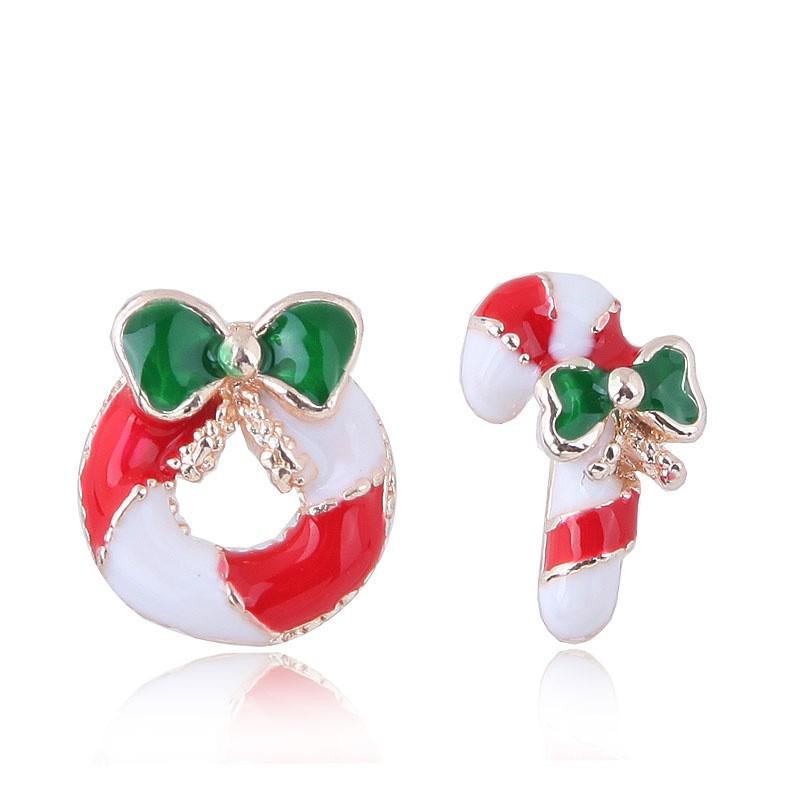 Cute Little Santa Elk Gift Earrings, Flash Diamond Christmas Tree Snowman Earrings