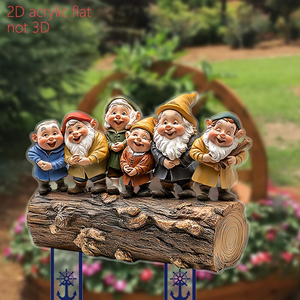 A Group of Happy Dwarfs, 2D Flat Acrylic, Decoration, Suitable for Garden, Lawn, Outdoor, Christmas, Halloween