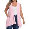 Women's Open Front Cardigans Loose Summer Sleeveless Tank Tops Loose Fit Casual Coverups Shirts With Pockets