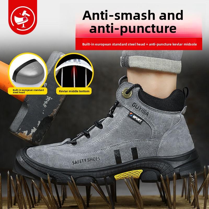 Men's Safety Shoes Steel Toe Men's Boots Anti-smash Anti-puncture Work Boot Working Shoes Slip-Resistant Winter Boots Breathe