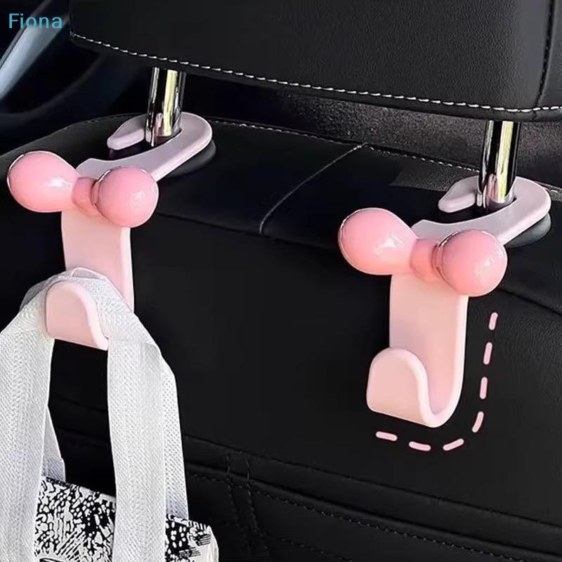 Pink Bow Car Headrest Hooks, Cute Bowknot Vehicle Seat Back Hangers for Bags, Purses & Coats (1 Pack)