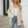 Fashionable Women Casual Long Sleeve Loose Button Cardigan Jacket Solid Color