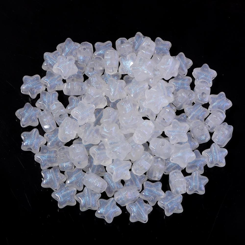 100pcs 10mm Acrylic Star Beads Colorful Luminous Five-pointed Star Loose Beads For DIY Jewelry Making Bracelet Necklace Supplies