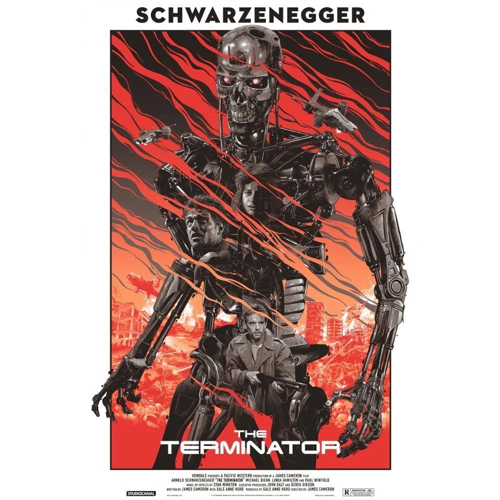 Klassischer Sci-Fi-Film The Terminator Filmplakat Leinwandgemälde Schwarzenegger Retro-Wandkunst Bilder Heimzimmerdekor Geschenk
