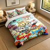 3-Piece Bed Sheet Set with Cuphead Design, 1 Flat Sheet and 2 Pillowcases for Bedroom