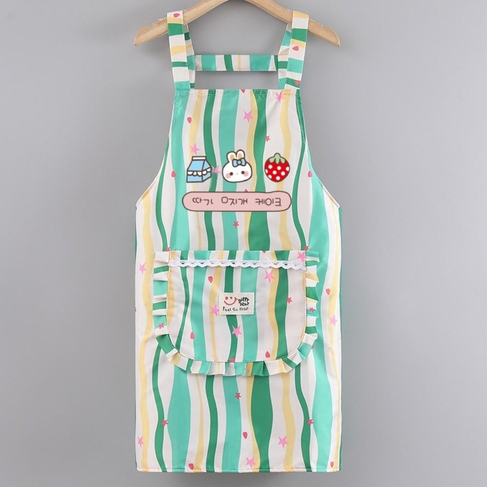 Anti-Pollution Long-Sleeved Apron Cute Kitchen Aprons New Canvas Coverall  Catering Use