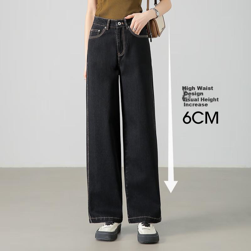 Sentubila Pure Cotton White Straight-Leg Jeans Spring And Autumn Women's Wear