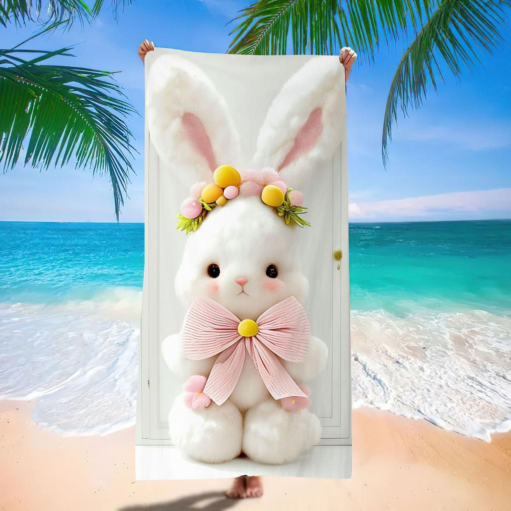 New Easter Beach Towel Festive Party Arrangement Outdoor Beach Towel Microfiber Rabbit