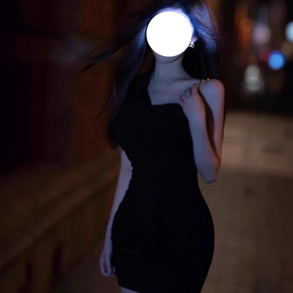 Sexy Spice Girl Black Sleeveless Suspender Dress Women's Summer Slim Skinny Folded Shoulder Short Hip Wrap Skirt