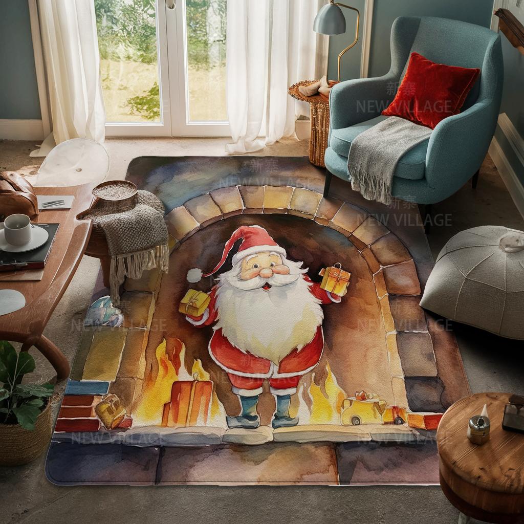 House Entrance Carpet Home Door Mat Living Room Bath Foot Bathroom Non-slip Water Absorption Rugs Bath Merry Christmas Winter