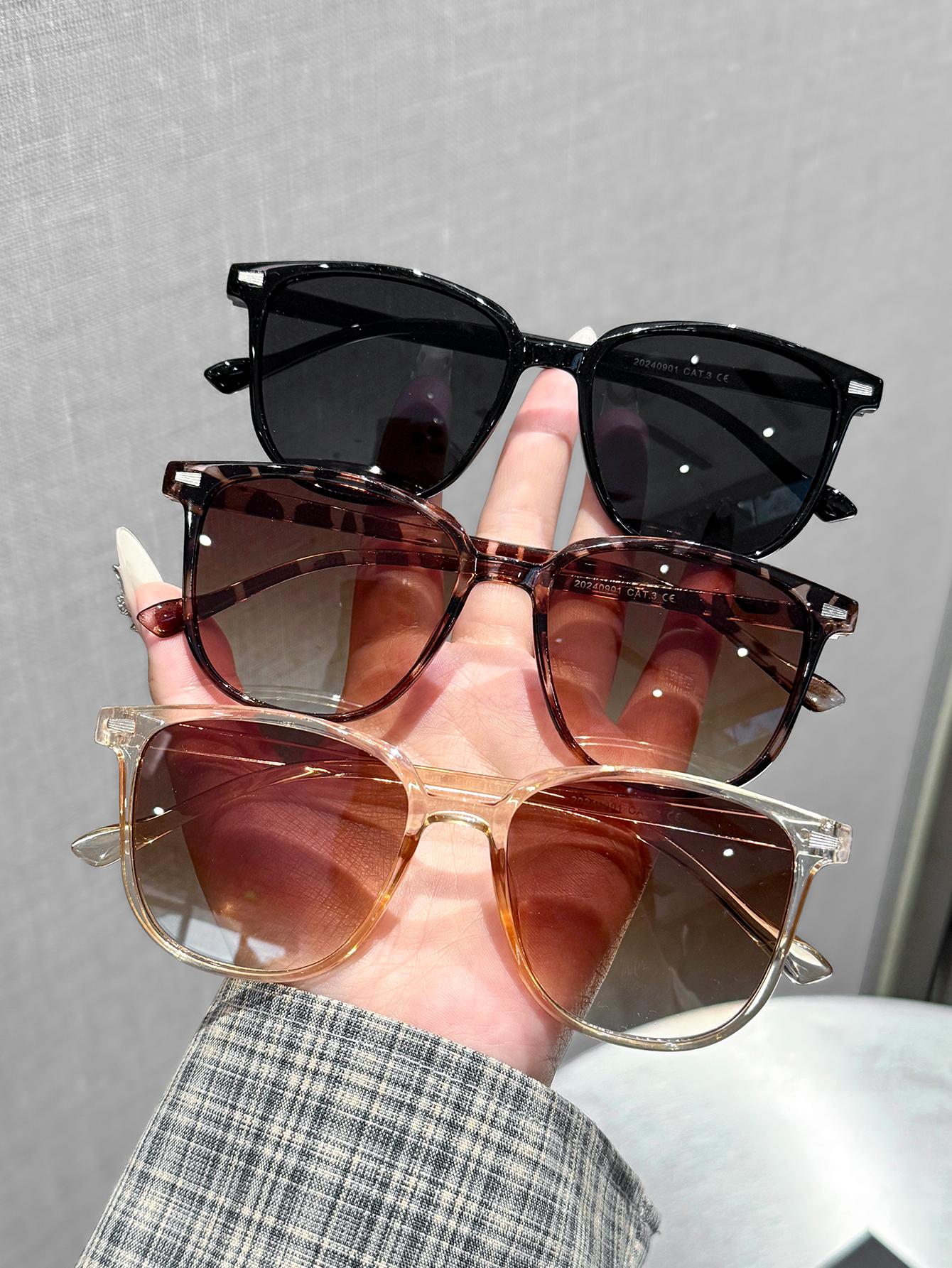 

3Pcs Women s Cat-Eye Fashion Glasses Set, Suitable for Street Photography Outfits, Multi-Color Combination Set