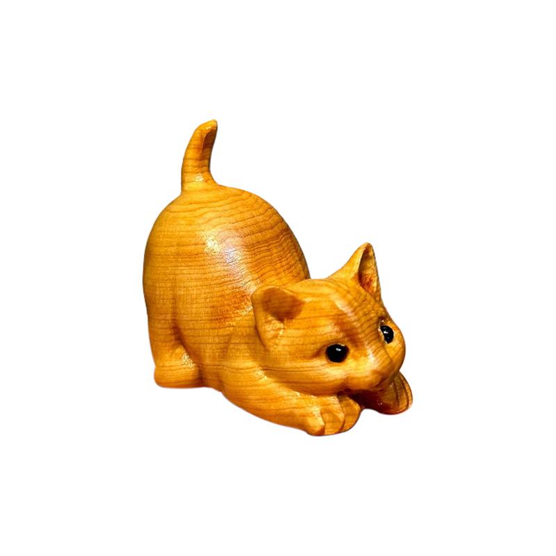 1PC Small Animal Statues Wooden Hand Carved Animal Statue Tea Pet Palm-Sized Home Decor Gift Sculpture