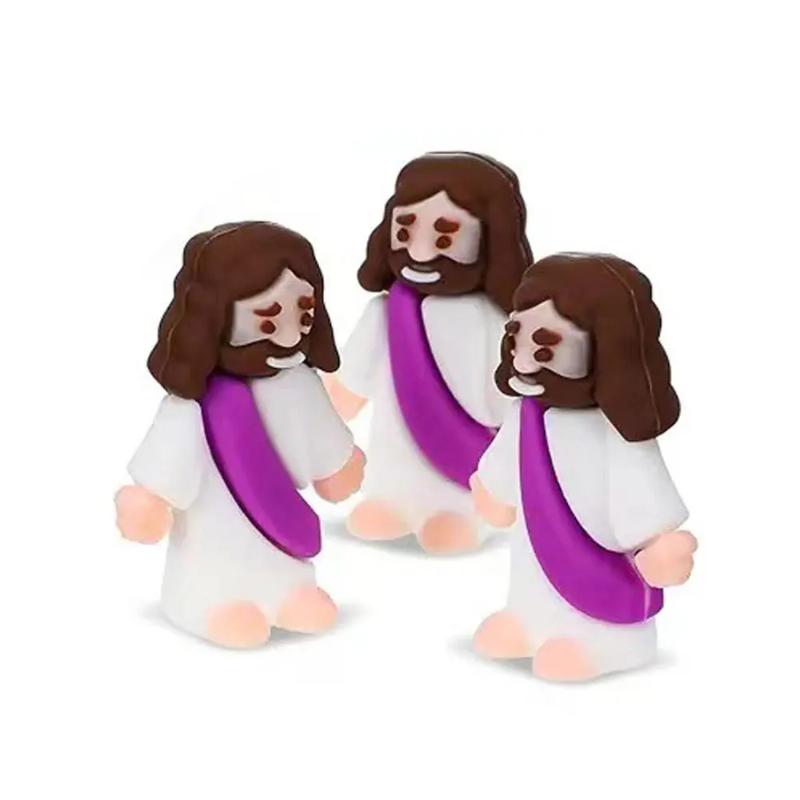 12Pcs Easter Jesus Toys Mini Savior Jesus Figurines Decorative Ornament Religious Gifts Favors for Easter Egg Stuffers