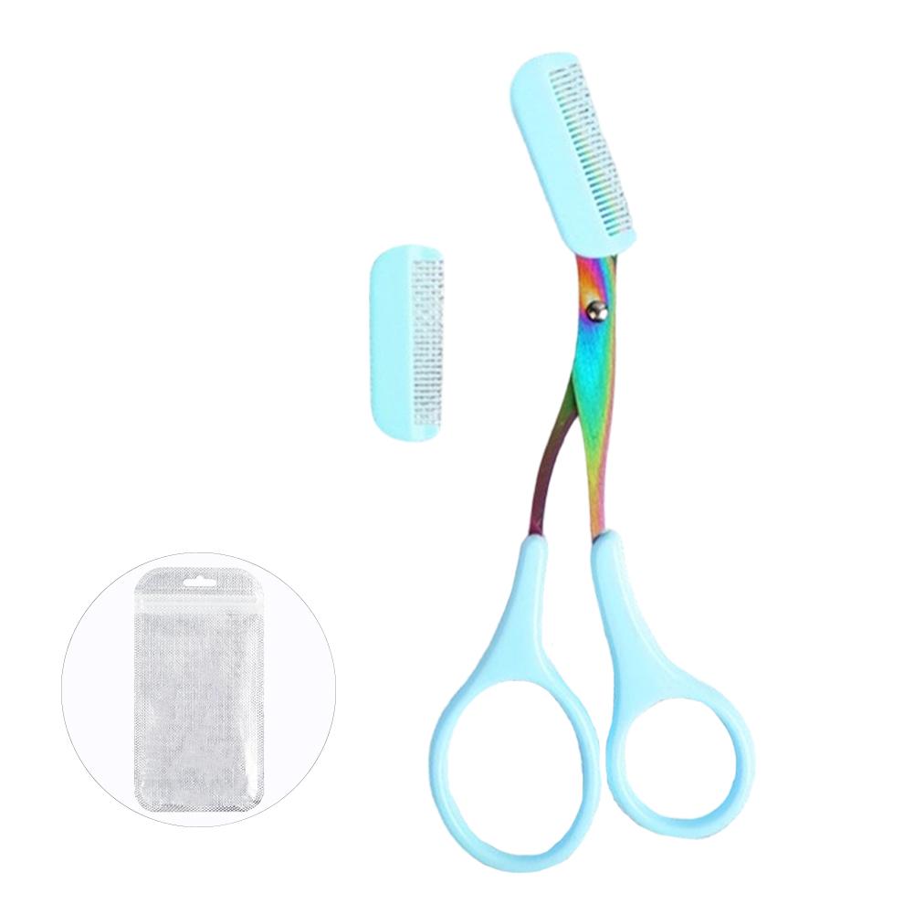 

Триммер для бровей, ножницы, косметические товары для женщин, ножницы для бровей с расческой, инструменты для макияжа из нержавеющей стали, ножницы для красоты синий