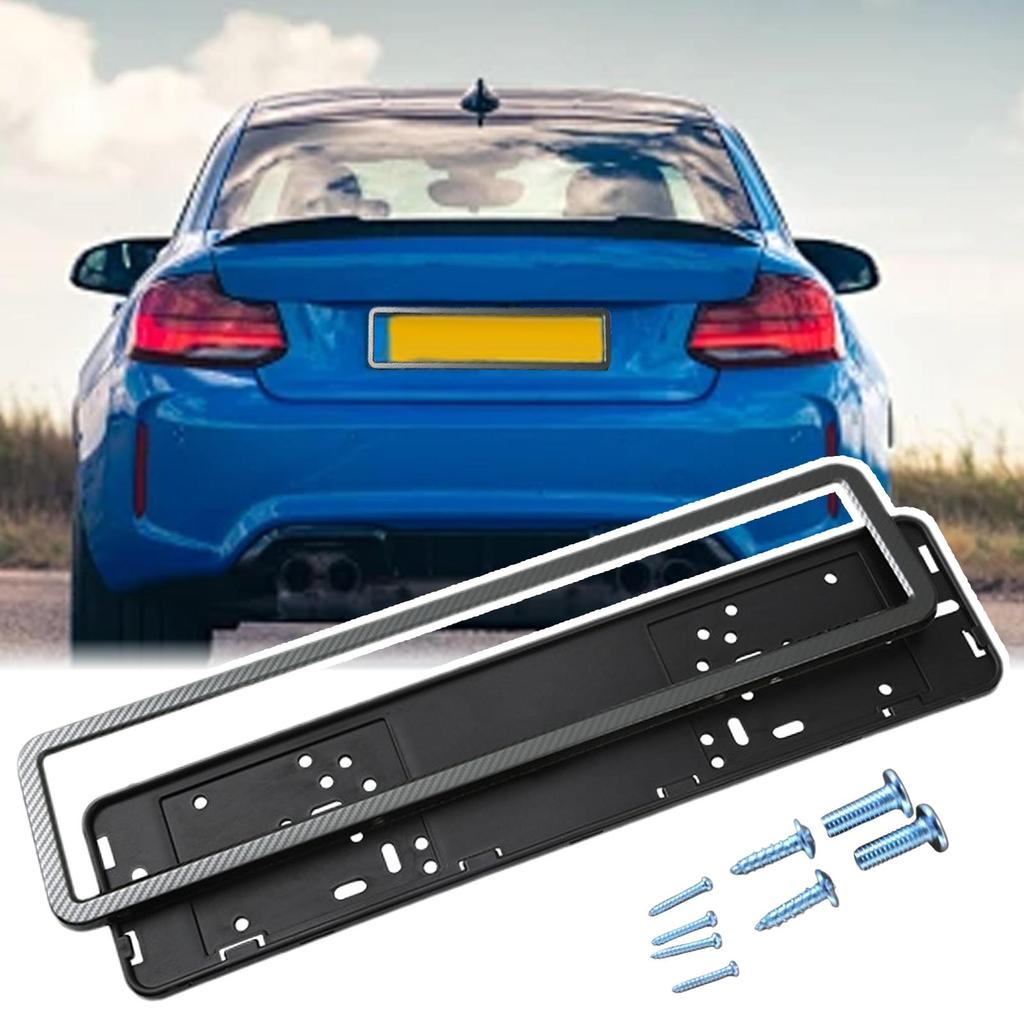 1PCS Sopen Size Black European Standard License Plate Frame Auto Accessories Waterproof Holder With Mounting License Plate
