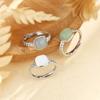 PONYKISS Tibetan Silver Square Jade Chain Adjustable Rings for Women Trendy Fashion  Minimalist Chinese Style Accessories
