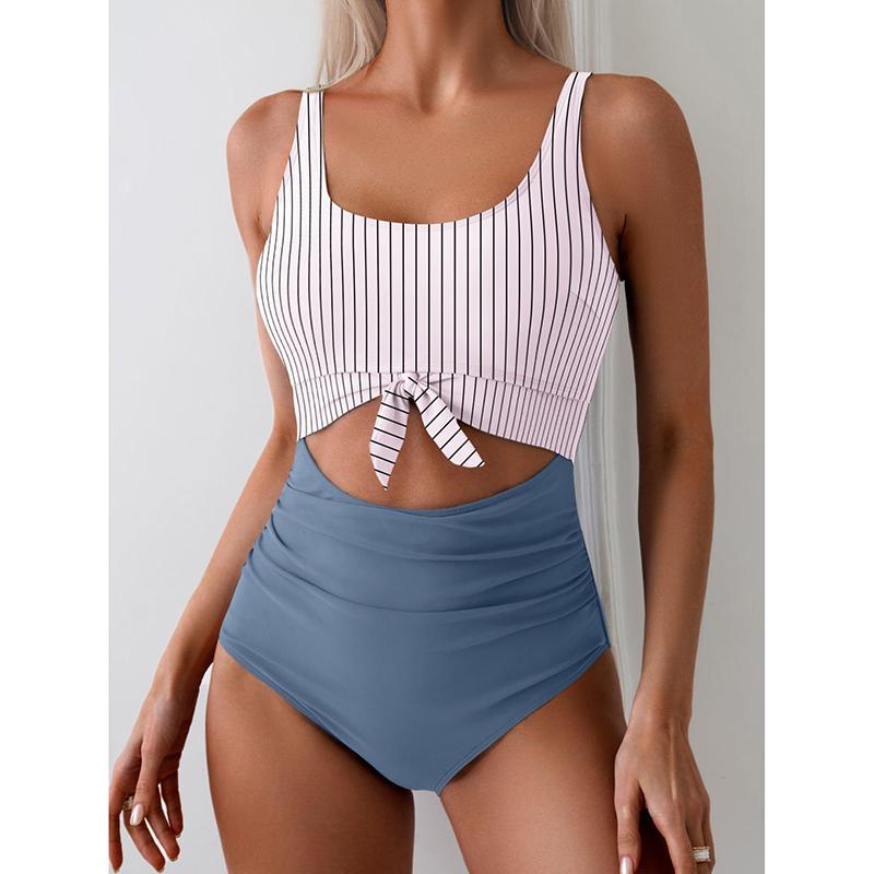 

Новый Слитный Купальник Сексуальный Женский Полосатый Купальник на Бретелях Открытая Спина Бандажный Купальник Летний Облегающий Пуш-ап Пляжный Купальник XXL белый