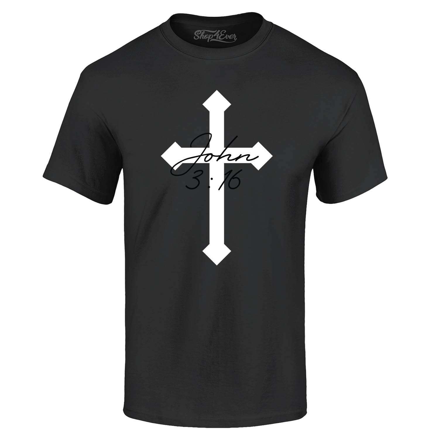 John 3:16 Bible Verse Script Cross T-shirt Religious Shirts XXXL