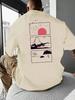 Japanischer Berg Fuji Sonnenaufgang Herren T-Shirt Landschaftsmuster Großes Kurzarm Oberteil Sommer Streetwear