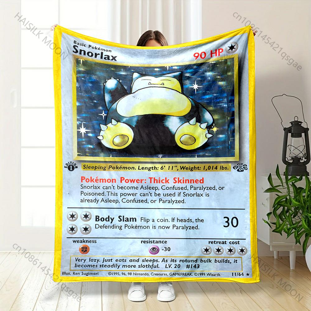 

Next Day Shipping Anime Cards Snorlax Print Blanket, Soft Blanket for Home Couch Sofa Bed Decor,Kids and Adults Gift All Seasons 75x90cm