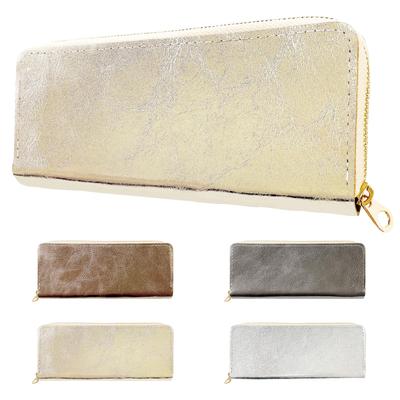 Round Pencil Case, Genuine Leather, Metallic, Thin, Compact, Slim, Pencil Case, Pencil Holder, Simple Stationery, Leather [NB], Gold