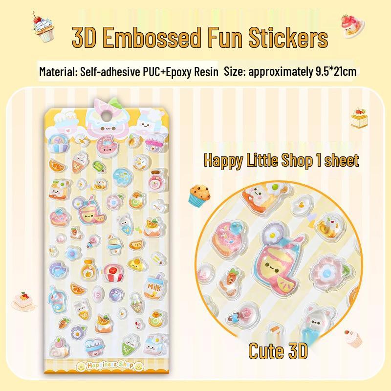 

3D Embossed Acrylic Cartoon Stickers for Girls - Crystal Mobile Phone Decoration Patches.