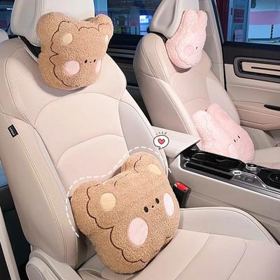 Car Headrest Cartoon Rabbit Car Soft Comfortable Neck Pillow Cushion Lambswool Headrest Lumbar Support Automotive Supplies