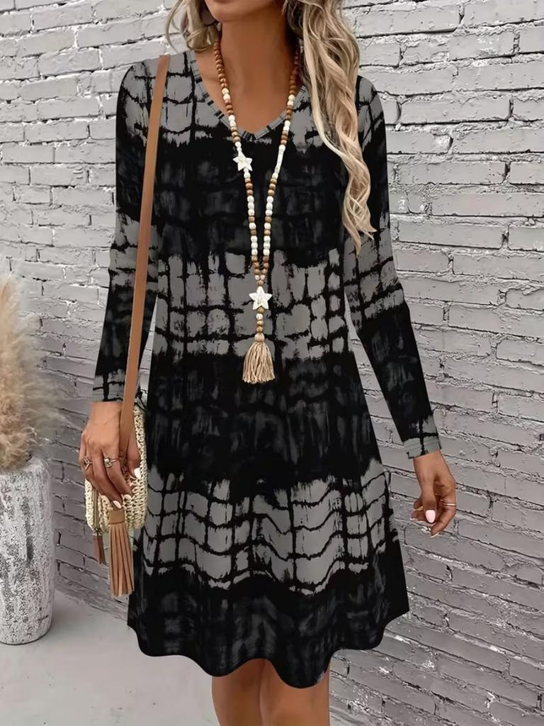 2025 Women's Christmas Dress Fashion O-Neck Long Sleeve Christmas Tree 3D Printed A-Line Dress Ladies Dresses Plus Size Femme