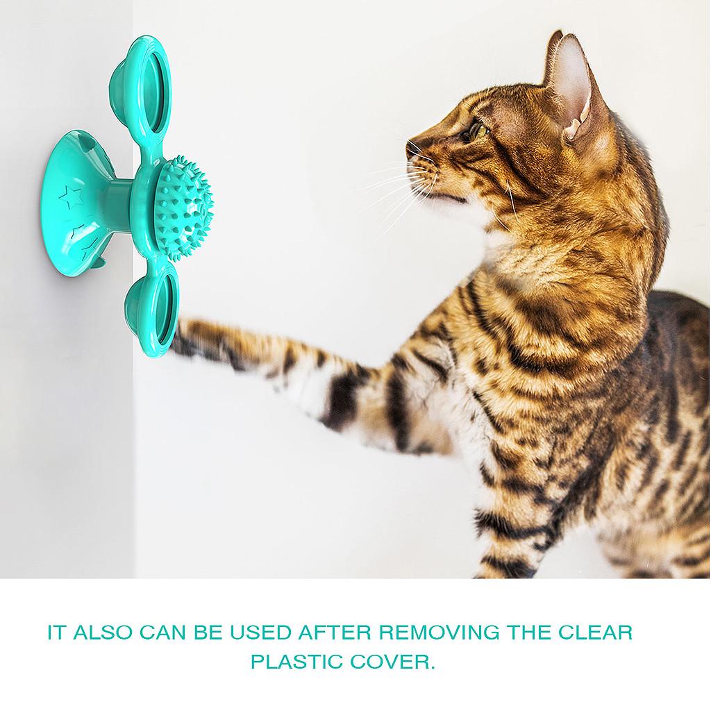 Windmill Cat Toy Turntable Teasing Pet Toy Scratching Tickle Cats Hair Brush 