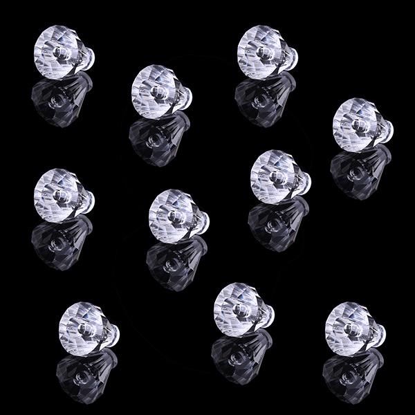 10x Clear Faceted Small Drawer Knob Cupboard Cabinet Pull Handle