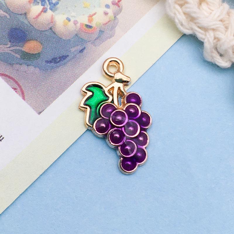 3D Fruit Drip Oil Alloy Pendants: Cherry, Watermelon, Grape Charms - Mixed 20K Gold