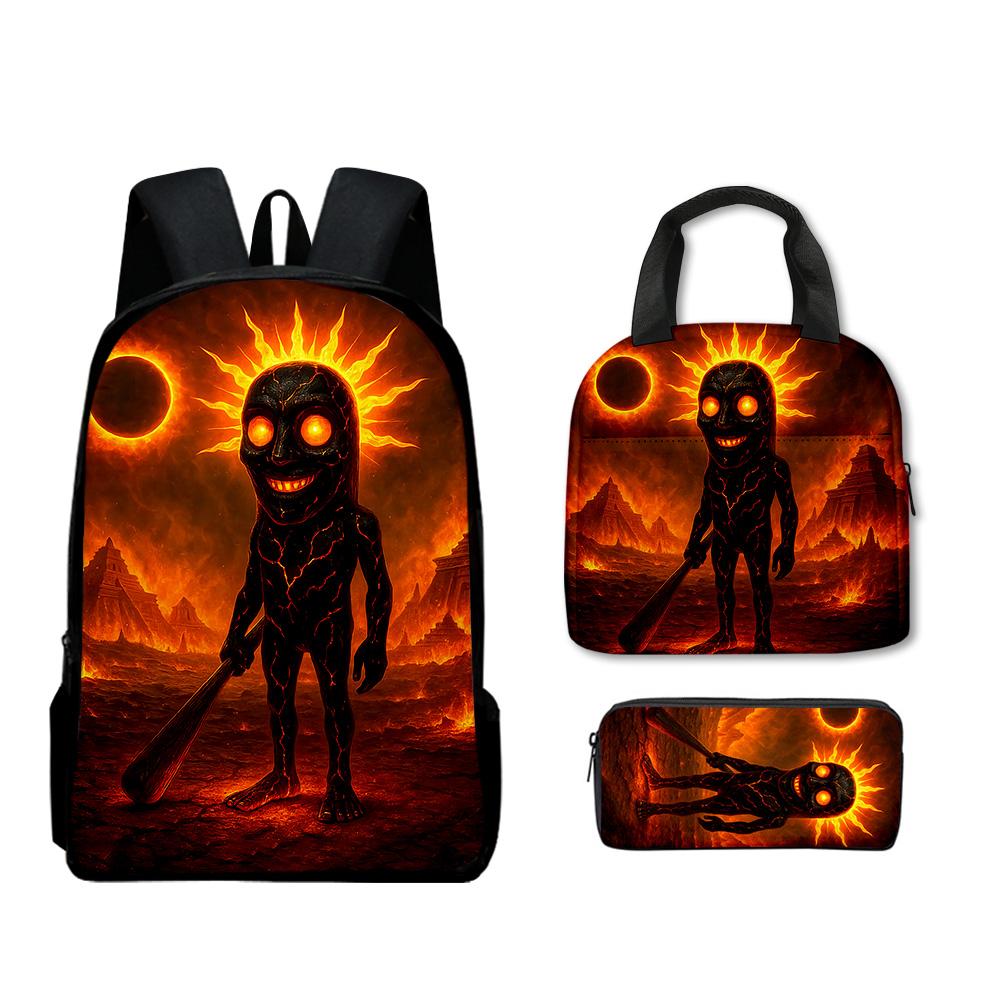 Hip Hop Populair Nieuwigheid Grappig tungtungtung 3D Geprint 3 stuks/Set leerling Schooltassen Laptop Dagrugzak Rugzak Lunchtas Etui