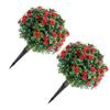 Artificial Rose Topiary Ball Tree 17.7 Inch PE Fake Plant Faux Greenery Shrub Bush with Ground Spike for Garden Porch