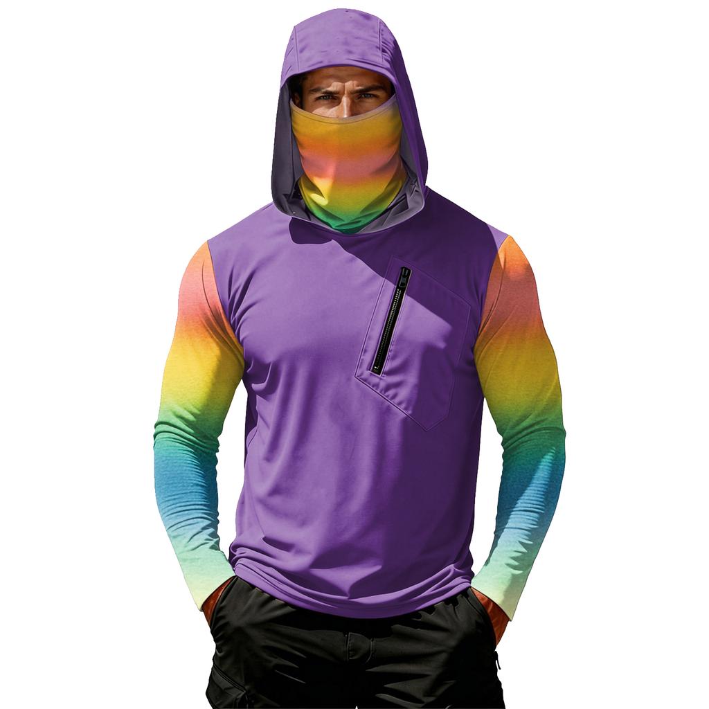 Camiseta Casual con Capucha de Manga Larga para Hombre con Protección Solar