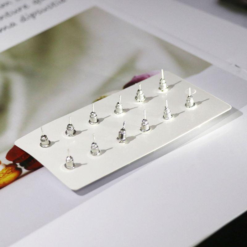 Stainless Steel 6 Pairs Round Shiny Austrian Crystal Stud Earrings Set Jewelry