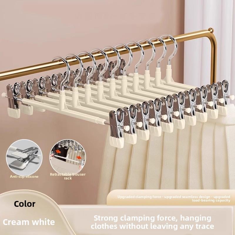 Stainless Steel Pants Hangers With Nonslip Clips For Home Storage And Laundry Organization