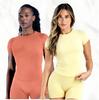 Camiseta de Yoga de Secagem Rápida Slim Fit - Alta Elasticidade, Absorção de Umidade, Absorção de Suor Manga Curta
